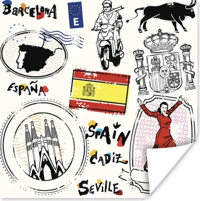 Produktbild von MuchoWow® Poster Illustrationen aus Spanien 100x100 cm - Babyzimmer
