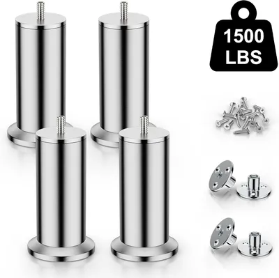 Imagen del producto de Patas para muebles, acero inoxidable 304, altura de 5,8 cm, capacidad de carga de hasta 600 kg, para muebles