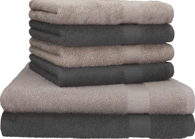 Produktbild von Betz 6-tlg. Set PALERMO - 2 Liegetücher 4 Handtücher 100% Baumwolle  Farbe: anthrazit / stone