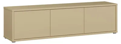 Productafbeelding van Forte ALICE SPRINGS TV-kast, modern-minimalistisch design, 3 deuren, lage kast, geschikt voor de woonkamer, gemaakt van houtvezel, kleur: botergeel, afmetingen: 154,2 cm breed x 41,5 cm hoog x 34,9 cm diep