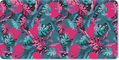 Produktbild von MuchoWow® Mauspad Mousepad Blätter - Hawaii - Design - Rosa - Blau 60x30 cm - Mousepads - Maus Mat - Pad - Mausunterlage - Nachhaltig