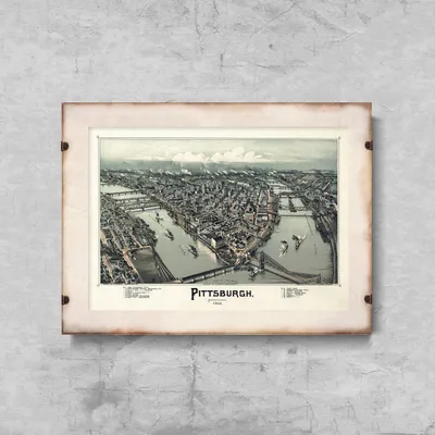 Produktbild von Poster - Canvas - Leinwand - 59,4 cm x 42 cm - Karte von Pittsburgh in Pennsylvania