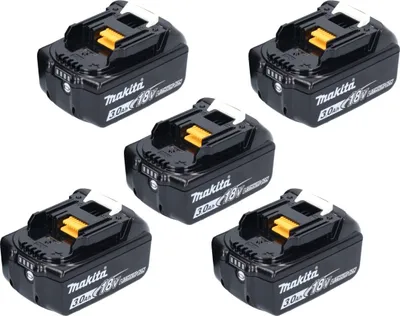 Zdjęcie produktu dla Zestaw akumulatorów Makita 5x BL 1830 B 18 V 3,0 Ah / 3000 mAh Li-Ion ( 5x 197599-5 ) z wyświetlaczem LED - oryginał, bez repliki