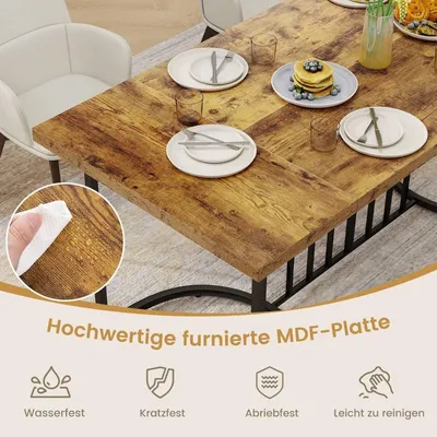 Immagine prodotto di Tavolo da pranzo da 180 cm per 6-8 persone Tavolo da cucina rettangolare in legno