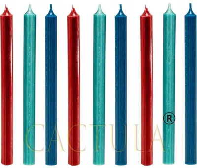 Produktbild von Cactula Lange Tischkerzen – 28 cm – Bold-Kollektion – 9er-Set – Dunkelblau, Türkis & Dunkelrot
