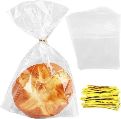 Produktbild von Leichtgewichtige, durchsichtige Plastikbeutel, 100 Stück pro Packung, herstellbare Beutel für das Aufbewahren von selbstgebackenem Brot, Toast, Donuts und Sandwiches