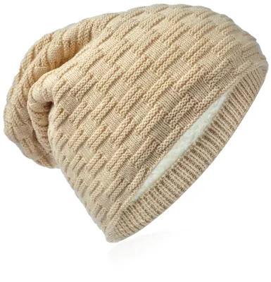 Produktbild von Strick Beanie Flecht Muster Beige