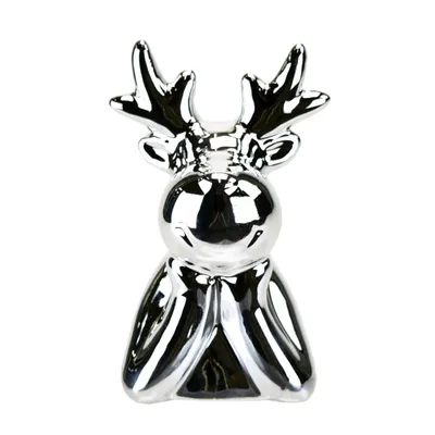 Produktbild von Dekorationsfigur Hirschkopf aus Keramik, silber, 11 cm hoch, 5 cm breit, 5 cm lang