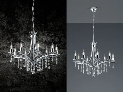 Produktbild von LED Kronleuchter modern Lüster mehrflammig Kristallleuchter Lampe Silber Luster