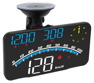 Image de Écran LED HUD intelligent, alarme de vitesse haute définition, compteur de vitesse GPS multifonction, universel 5 V pour voitures et camions, bleu