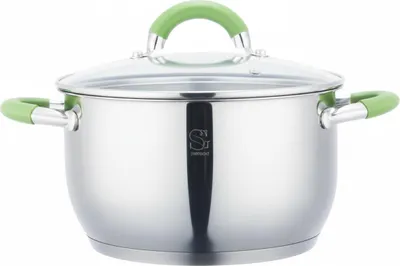 Produktbild von Edelstahl Kochtopf 24cm 5,3 Liter mit Glasdeckel Induktion Ausgießfunktion Silikongriffe