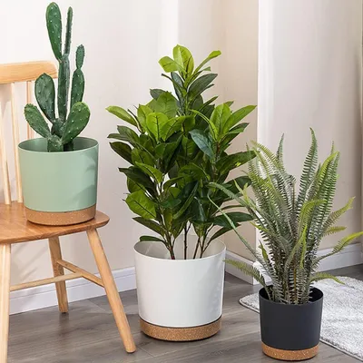 Productafbeelding van Moderne plantenbakken, 165 cm, plantenpotten met afvoergaten, afneembare binnenpot, kunststof, bloempotten voor huis, tuin, vensterbank - Wit, set van 2