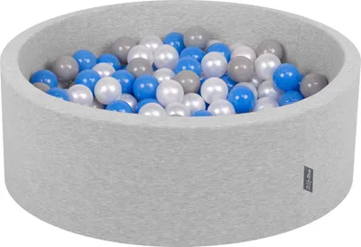 Produktbild von KiddyMoon Bällebad OK30D, 90x30cm, 200 Bälle ∅7cm, Rund Bällepool Mit Bunten Bällen Für Babys Und Kinder, Hellgrau