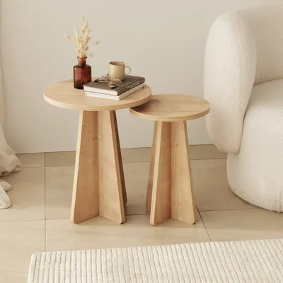 Produktbild von Skye Decor, Mushroom - Sapphire Oak, Beistelltische, Satztisch (2 Stück), Saphir-Eiche, 40 x 50 x 40 cm