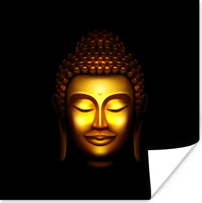 Produktbild von MuchoWow® Poster Buddha - Gesicht - Gold 30x30 cm - Wandposter - Printing
