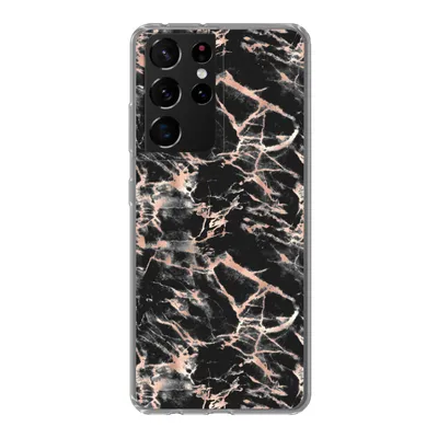 Produktbild von MuchoWow® Handyhülle Schutzhülle Hülle für Samsung Galaxy S21 Ultra Roségold - Marmor - Muster - Schwarz Silikon Softcase Handy Hülle - Mobiltelefon