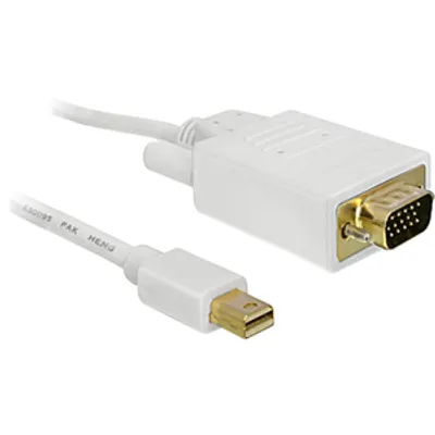 Produktbild von DeLOCK mini Displayport > VGA 15 pin male 1m, 1 m, VGA (D-Sub), Mini DisplayPort, Männlich, Männlich, Weiß