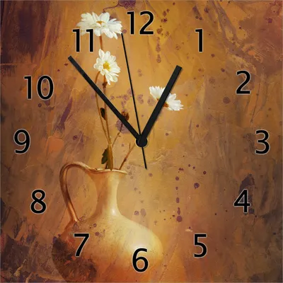Produktbild von Wallario Design Wanduhr Antike Vase mit Blumen aus Echtglas, Größe 30 x 30 cm