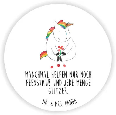 Produktbild von Mr. & Mrs. Panda magnet Einhorn Traurig - Weiß - Geschenk, Liebe, Trauer, Einhörner, Kühlschrankmagnet, Blume, Unicorn, für kühlschrank, holz, Freunde, Notizhalter