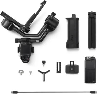 Zdjęcie produktu dla DJI RS 5, Ręczny stabilizator do kamery, Aluminium, Czarny, 1/4", 3 kg, Sony: FX3/A7M4/A7C/A1 + FE 24-70mm F2.8 Canon: R5 Mark II + RF 24-70mm F2.8 Nikon: Z6...