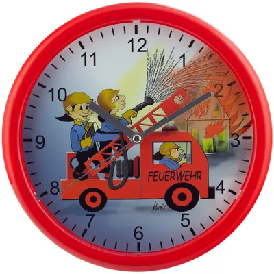 Obrázok produktu pre Detské nástenné hodiny hasičské Ø 25cm, quartz