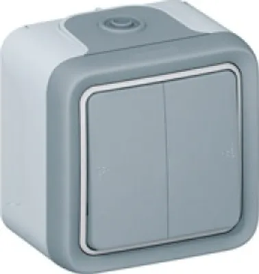 Produktbild von Legrand Plexo55 Wippschalter Doppelwechsel Feuchtraum Aufputz grau 069715