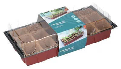 Produktbild von Mini-Anzuchtkasten mit 18 kompostierbaren Anzuchttöpfen – ideal für Sämlinge