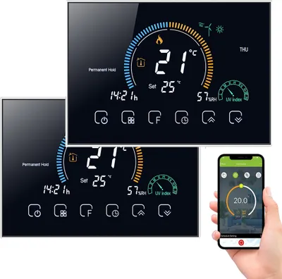 Produktbild von 2X WiFi Digital LCD Raumthermostat Thermostat für 5A Wassererwärmung Fußbodenheizung Sprach-APP-Steuerung Programmierbarer Kompatibel mit Amazon Echo Google Home Tmall