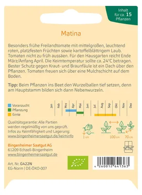 Produktbild von Bingenheimer Saatgut Tomate Matina 1 Stück