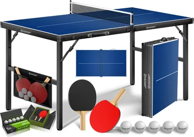 Produktbild von KESSER® Mini Tischtennisplatte kompakt – faltbar & platzsparend, mit Netz, 2 Schlägern & 5 Bällen – ideal für Indoor Spielspaß