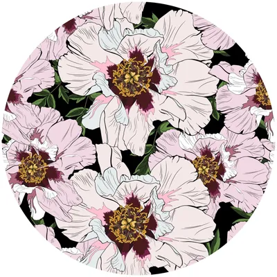 Produktbild von Sticker Kreis PFINGSTROSEN Pflanzen Blumen Flora Natur für Wohnzimmer Mädchenzimmer Wanddekoration Wandtattoo 100 cm x 100 cm