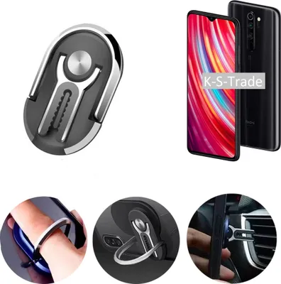 Produktbild von K-S-Trade 3in1 Smartphone-Ring Handy-Ring kompatibel mit Xiaomi Note 8 Pro Fingerhalterung  Handyring Tischständer Lüftungsgitter-Halterung Tisch