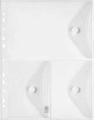 Produktbild von Druckknopf-Ordner "Pockets", transparent, A4, PP, 3 Taschen, mit Perforation, VIQUEL 478016-08