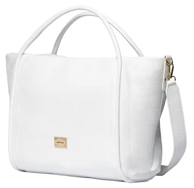 Productafbeelding van Schoudertas voor dames, gemaakt van leer, in een off-white kleur, met verstelbare schouderband