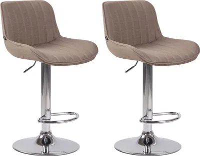 Produktbild von 2er Set Barhocker Lentini Stoff chrom taupe