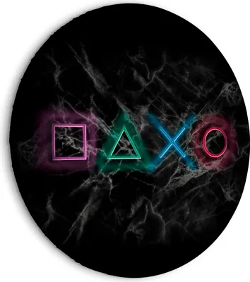 Produktbild von Runde Bilder 80x80 cm für Gamers Leinwandbild 1 tlg Kunstdruck modern Wandbilder XXL Wanddekoration Design Wand Bild Spielkonsole Game Marmoroptik bunt i-A-10007-bc-a