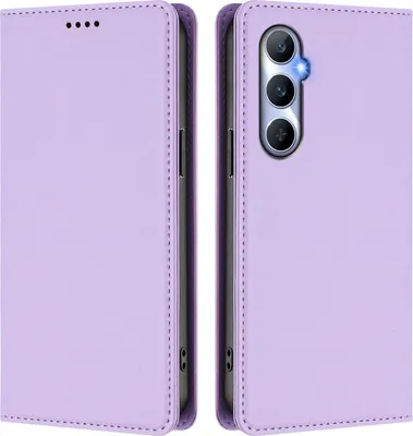 Immagine prodotto di Custodia in pelle per Realme C65 4G, custodia magnetica in Finto cuoio con supporto viola chiaro
