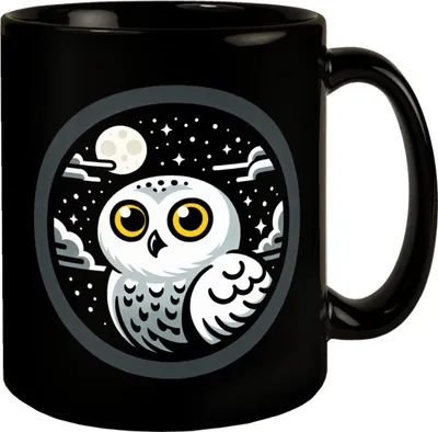 Produktbild von Schneeeule Tasse schwarz in Schwarz