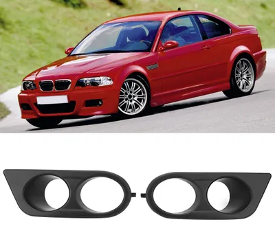 Productafbeelding van Twee mistlampafdekkingen voor de voorbumper, sierlijst 51112695256, geschikt voor BMW E46 M3, modeljaren 2001-2006