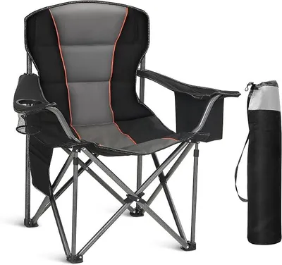 Produktbild von Campingstuhl Faltbar 200kg Klappstuhl Gepolstert mit Getränkehaltern Faltbarer Angelstuhl XXL mit Armlehnen Outdoorstuhl