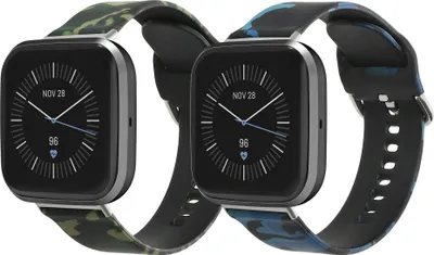 Obrázek produktu pro kwmobile náramek kompatibilní s Fitbit Versa 4 / Sense 2 / Versa 3 / Sense - 2x fitness tracker sportovní náramek z TPU a silikonu - maskáčová černá