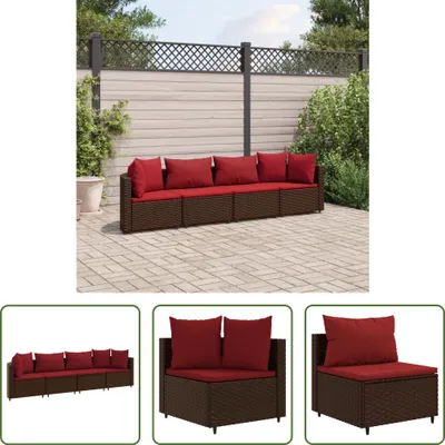 Produktbild von The Living Store 4-tlg. Garten-Sofagarnitur mit Kissen Braun Poly Rattan