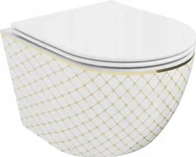 Produktbild von Wandhängende Toilette Spülrandlos Keramik Klo Wand WC + Klositz Absenkautomatic Soft Close; Weiss