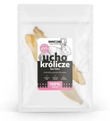 Produktbild von UNISZKI Kaninchenohr ohne Fell - Leckerli für Hunde - 2 Stück
