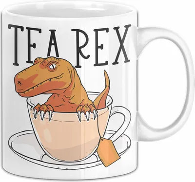 Produktbild von Dinosaurier Tasse Geschenk Tea Rex Tasse Geschenk Dino T-Rex Geschenk Für Jungs (Weiß)