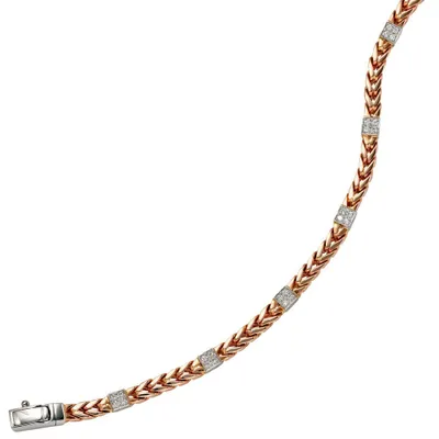 Produktbild von Armband mit 28 Diamanten 585 Gold Rotgold & Weißgold Armschmuck für Damen