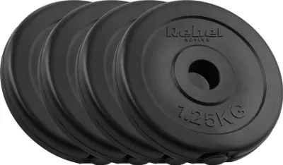 Zdjęcie produktu dla Obciążenie bitumiczne zestaw 4x1.25kg 5kg otwór 31mm talerz klasyczny REBEL