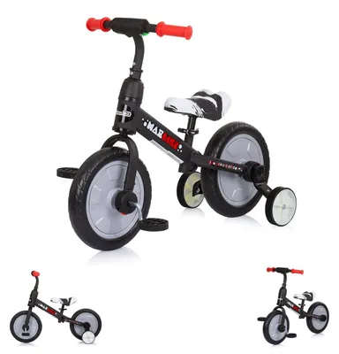 Obrázok produktu pre Chipolino trojkolka, balančný bicykel 2 v 1, Max Bike, 10 palcové kolesá, pedále, tréningové kolieska šedé