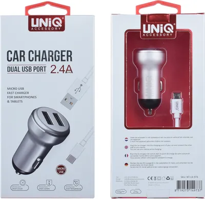 Immagine prodotto di Caricatore da auto UNIQ per Micro 2x USB - Argento