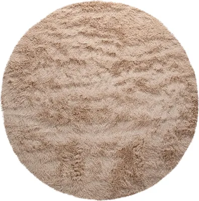 Produktbild von Hochflor Teppich Rund Wohnzimmer Shaggy Langflor Kunstfell Flauschig Einfarbig Grösse 200 cm Rund